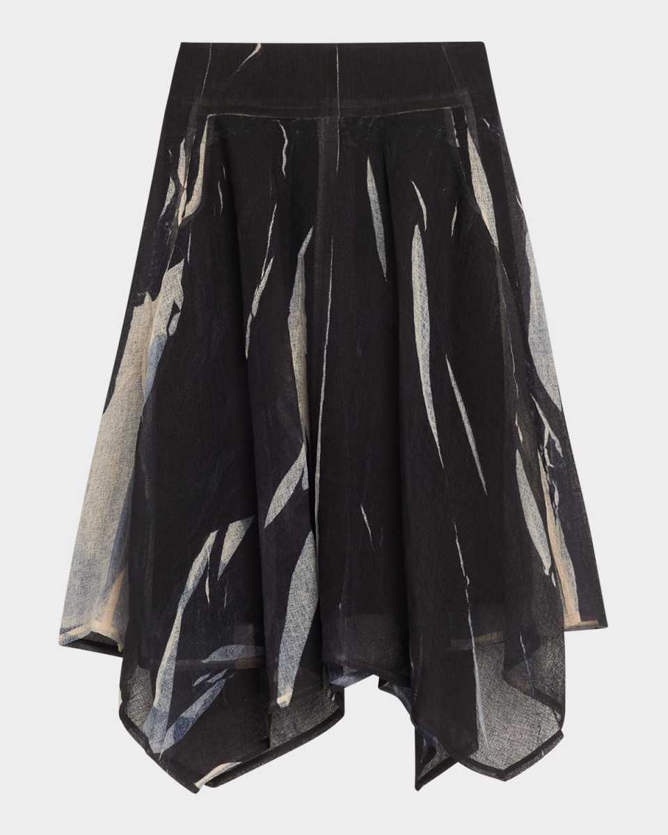Printed Gauze Handkerchief Midi Skirt